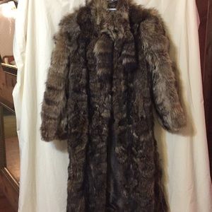 Full length raccoon fur coat